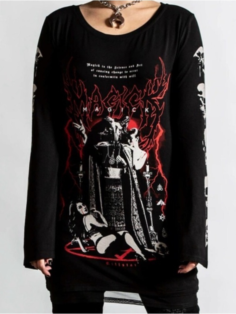 Killstar Magick black and red bell sleeve black mass shirt women’s XXL